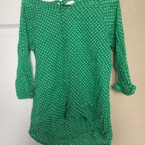 Girls green tunic length shirt